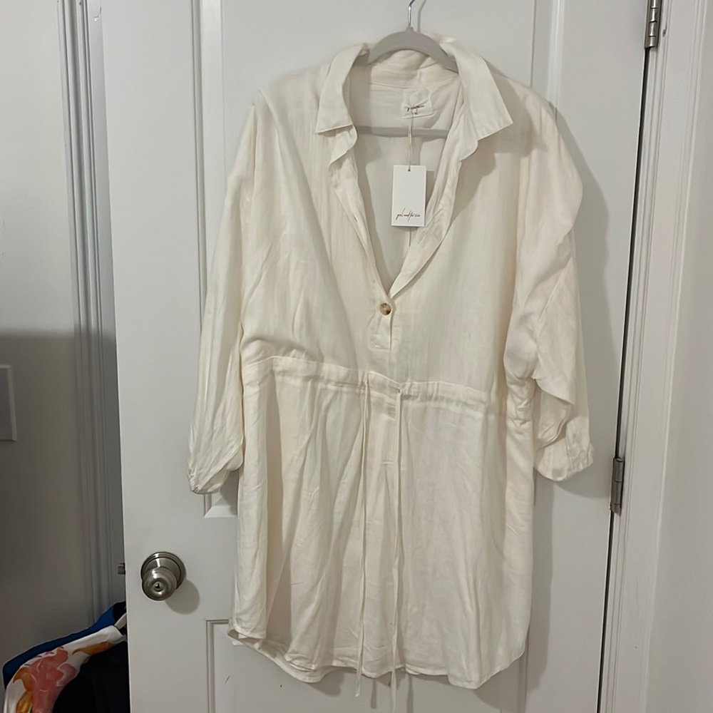 Petal and Pup Cream Linen Dress XL NEW